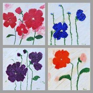 12" x 12" Canvas Wall Art Abstract Floral Set of 4